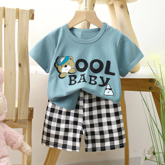 "2024 Summer Kids' 2-Piece Clothing Set - T-Shirt + Pants - Pink Minnie Baby Outfit"
